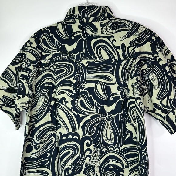 Wayan Natural Wears Tropical Button Down Navy Blue Shirt Large - Picture 5 of 10